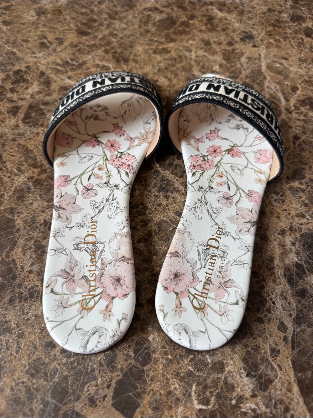 Dior Christian Dior dway slides white and rose multi color flats sz 39.5 - Picture 5 of 9